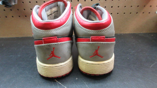 Used Nike Air Jordan 1 Mid Fire Red Cement Shoes - Size Youth 7