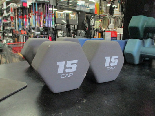 Used Pair of Cap Neoprene 15 lb Dumbbells