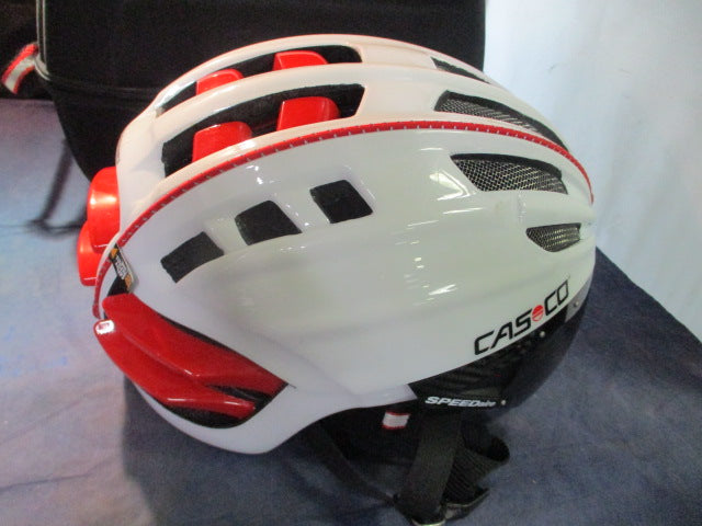 Load image into Gallery viewer, Used Casco SPEEDairo White Bicycle Helmet w/ Visor Size Medium (54-59cm)

