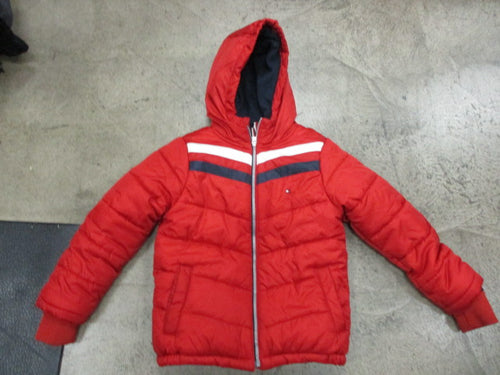 Used Tommy Hilfiger Big Boy David Hooded Puffer Red Jacket - Small
