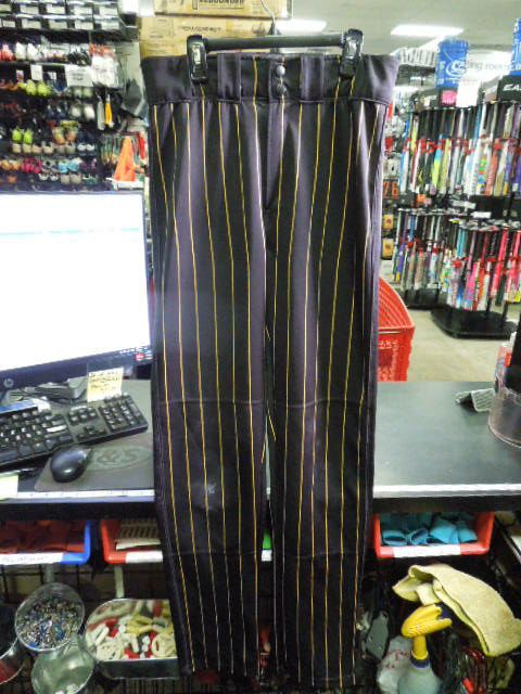 Load image into Gallery viewer, Used BSN Sports Pinstripe Yellow on Black Baseball Pants Size S
