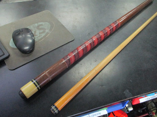 Used 2 Piece Wood and Wrapped Leather Pool Cue With Leather Case