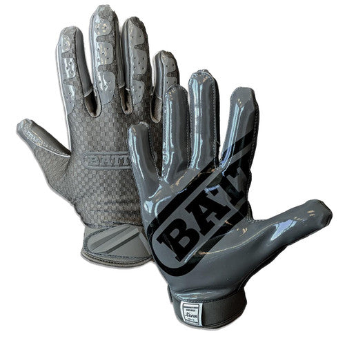 New Battle Triple Threat Receiver Football Gloves- Charcoal- Adult Size Small