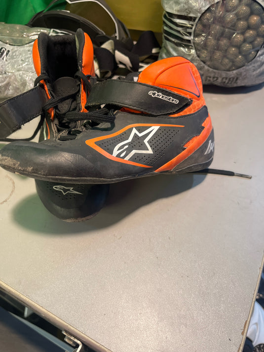 USED  Alpine Stars Karting Shoes Size 2.5 U orange and black