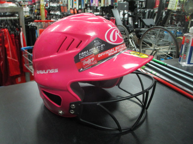 Load image into Gallery viewer, Used Rawlings Batting Helmet with Mask in Pink Size 6 1/4 - 6 7/8
