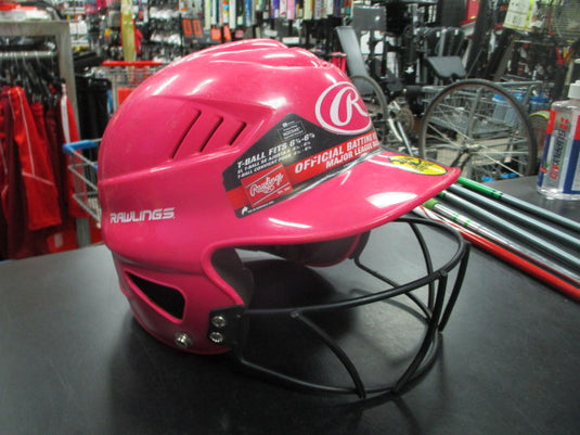 Used Rawlings Batting Helmet with Mask in Pink Size 6 1/4 - 6 7/8