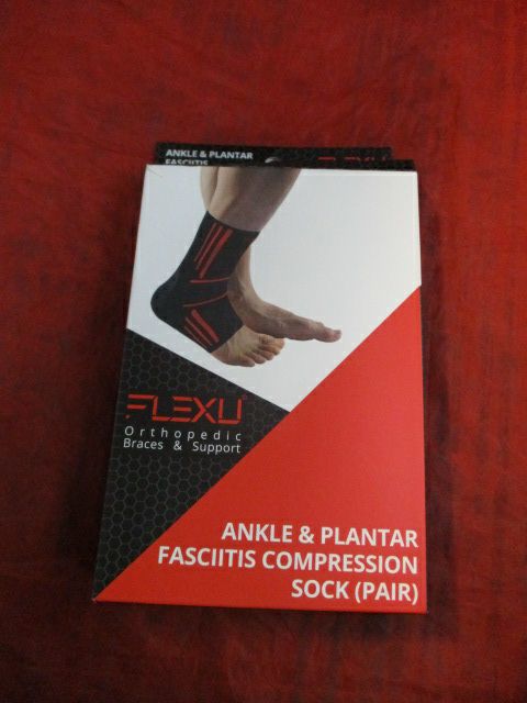 FlexU Ankle & Plantar Fasciitis Compression Sock Pair Adult Size Large