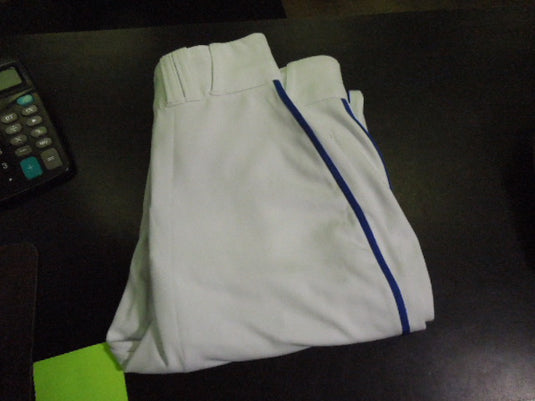 Used Champro Adjustable Open Leg Baseball Pants in White with Blue Piping Size S