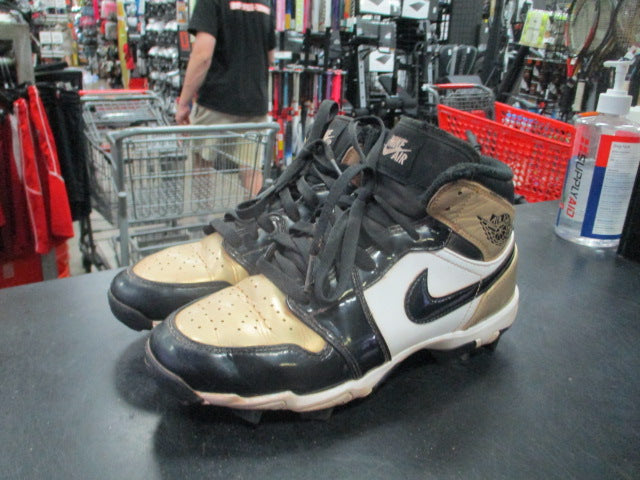 Load image into Gallery viewer, Used Nike Air Jordan Black/Gold Cleats Size 5
