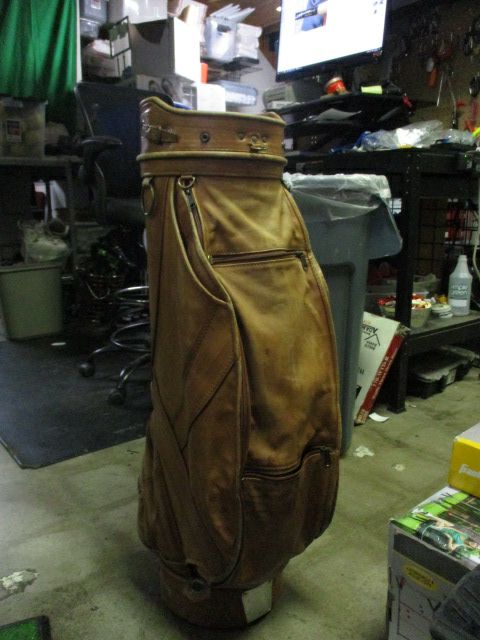 Load image into Gallery viewer, Vintage Full Grain Brown Leather Golf Caddy Carry Bag
