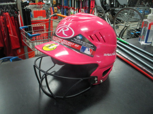 Used Rawlings Batting Helmet with Mask in Pink Size 6 1/4 - 6 7/8