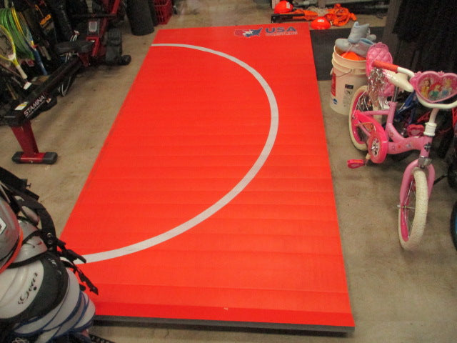 Load image into Gallery viewer, Used USA Wrestling 5ft X 10ft Roll Out Wrestling/Martial Arts Floor Mat

