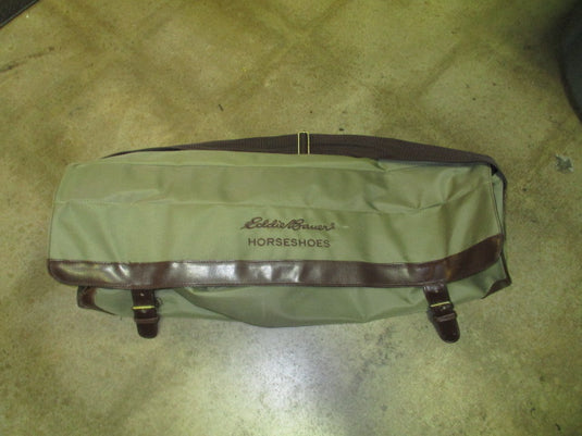 Used Eddie Bauer Horseshoe Set With Metal Stakes 3 Pairs of Shoes With Carry Bag