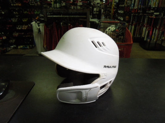 Used Rawlings Rev Jr. White Batting Helmet With Jaw Guard Size 6 3/8 - 7 1/4