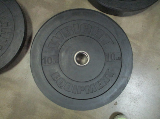 Used Pair of Wright 10 lb Black Olympic Bumper Plates 2 pc