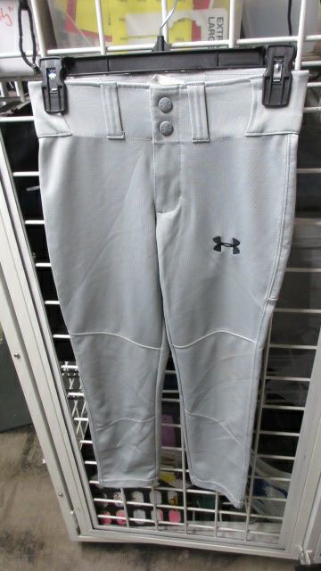Used Under Armour Grey Open Bottom Pants Youth Size Medium - wear