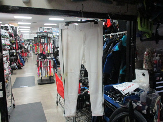 Used Rawlings White Open Bottom Baseball Pants Adult XL W/ Green Piping