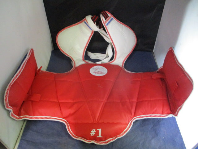 Load image into Gallery viewer, Used U.S. Taekwondo Center Martial Arts Reverisble Chest Protector Youth Size L
