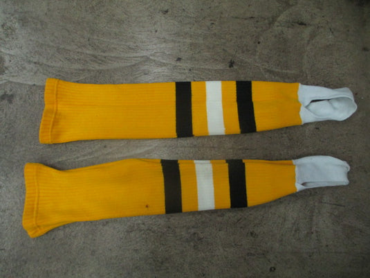 Used Yellow Striped Hockey Socks (Has Small Hole)
