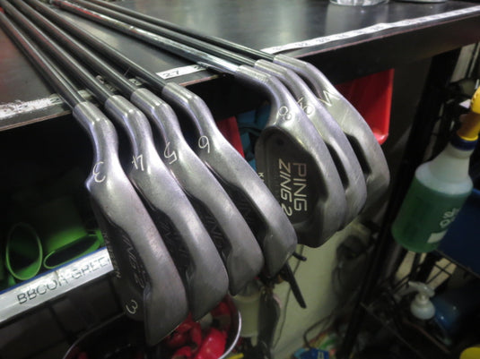 Used PING Zing 2 Black Dot 7pc Left Hand Iron Set 3-9i and W (No 7 Iron)