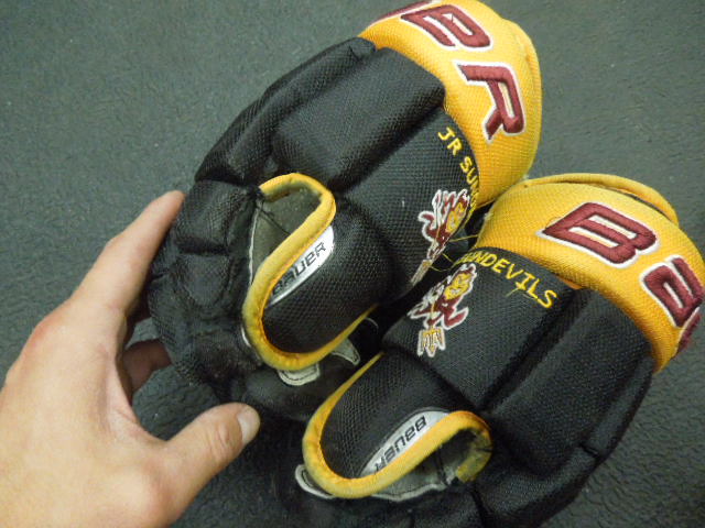Load image into Gallery viewer, Used Bauer ProTeam 11" Hockey Gloves ASU Sundevil Branding
