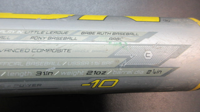 Load image into Gallery viewer, Used Easton XL1 31" -10 USSSA Composite Baseball Bat
