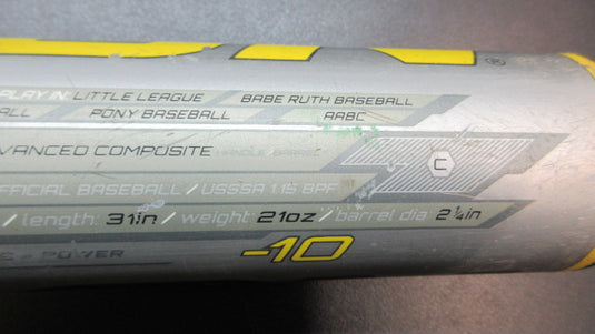 Used Easton XL1 31" -10 USSSA Composite Baseball Bat