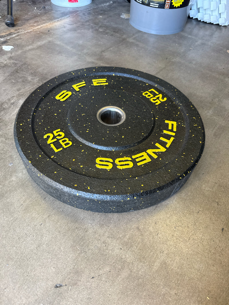 Load image into Gallery viewer, Used SFE Fitness 25lb Speckled Rubber Olympic Bumper Plates
