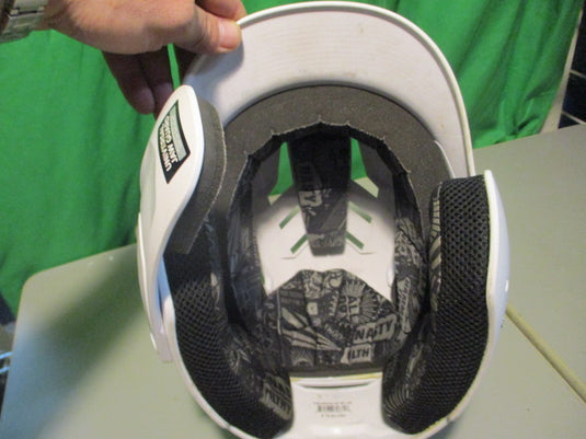 Used Victus White Jr Batting Helmet W/ jaw Guard 6 1/2- 7 1/2 jaw Guard