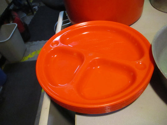 Used Vintage Orange Aluminum Camp Mess Kit Kitchen Pots , 6-Plates