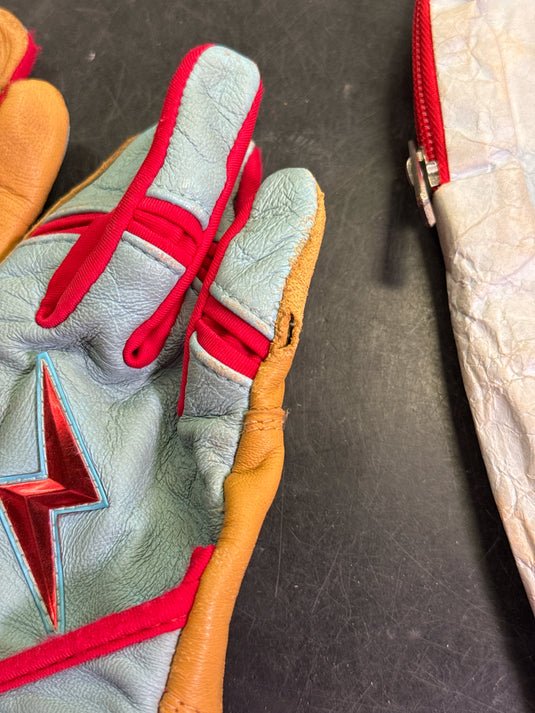 Used Bruce Bolt Harrison Bader Series Long Cuff  Youth Batting Gloves YL