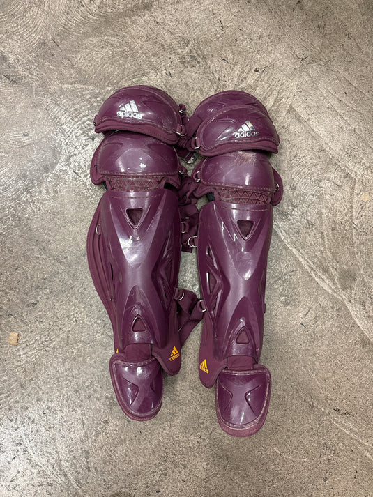 Used Adidas Pro Series Maroon and Gold 17 " Catcher Leg Guards