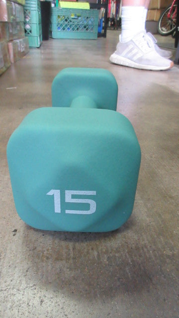 New Cap Barbell TONE Fitness 15lb Neoprene Coated Square Head Dumbbells - Pair