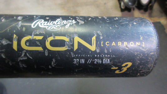 Used Rawlings Icon Carbon 32" (-3) BBCOR Composite Bat - chipping
