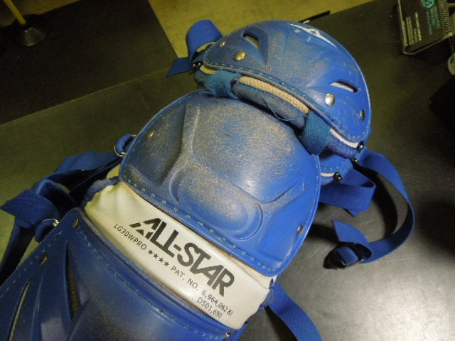 Load image into Gallery viewer, Used All Star LG30WPRO **** Adult Catcher's Shin Guards in Royal Blue
