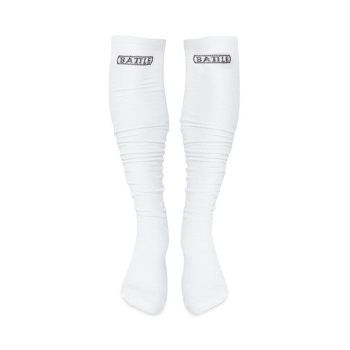 New Battle Long Football Scrunch Socks- One Pair-  White Size Youth