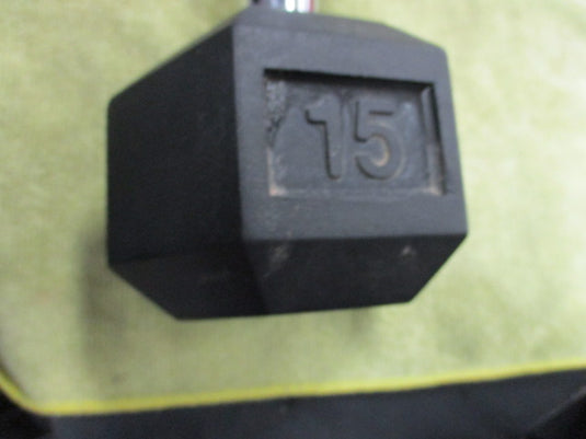 Used Rubber Hex 15 LB Dumbbell