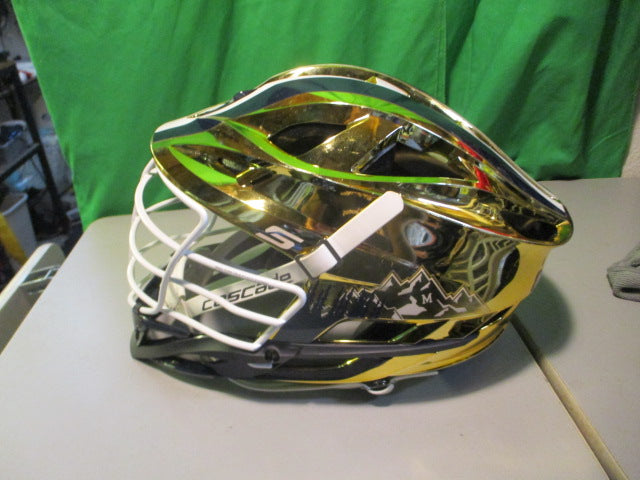 Load image into Gallery viewer, Used Cascade S Gold OSFM Lacrosse Helmet
