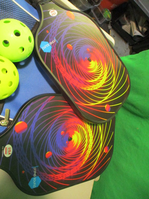 Used Panelsound Pickleball Set 2 Paddles 4 Balls