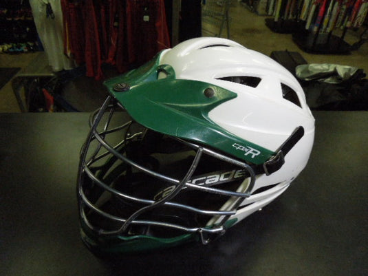 Used Cascade CPXR Lacrosse Helmet With SPR Fit Sizing System in Green on White