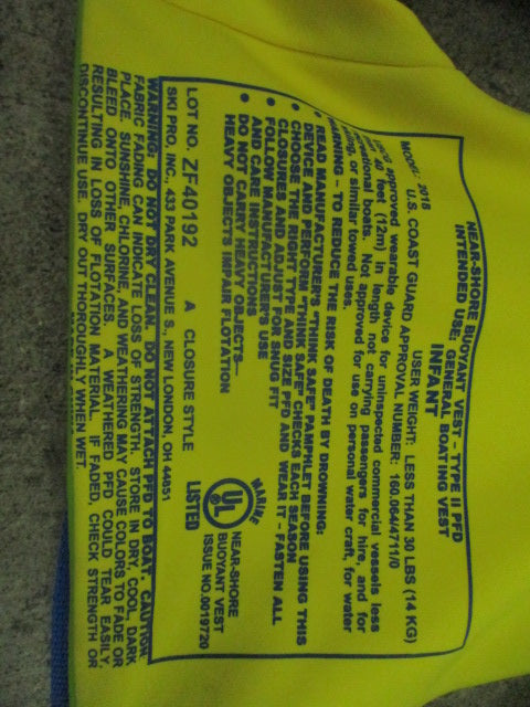 Load image into Gallery viewer, Used Obrien Biolite Infant Life Jacket Up To 30lbs
