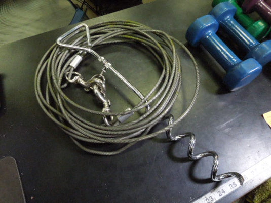 Used Steel Braided Dog Tie Down Cable with Spiral Anchor