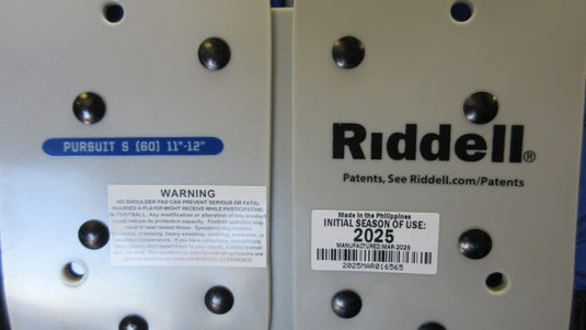 New Riddell Pursuit Youth Football Shoulder Pads - Size Small (11"-12")