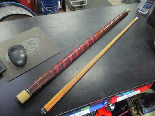 Used 2 Piece Wood and Wrapped Leather Pool Cue With Leather Case