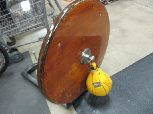 Used Wood Platform Speed Bag Wall Mount With Pro Boxing Yellow Speed Bag
