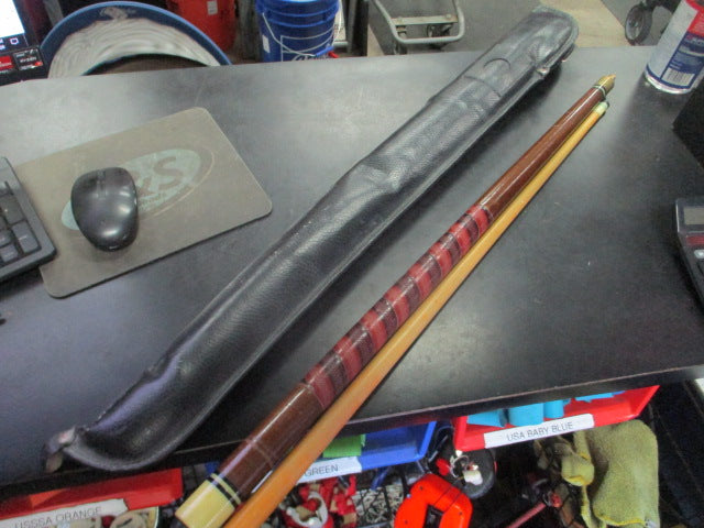 Load image into Gallery viewer, Used 2 Piece Wood and Wrapped Leather Pool Cue With Leather Case
