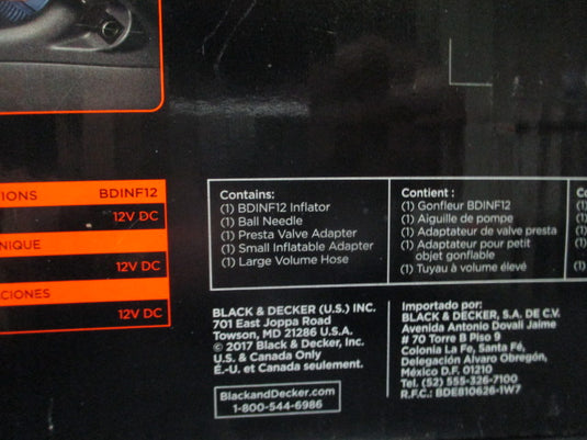 Like New Open Box BLACK+ DECKER 12V DC Multipurpose Inflator