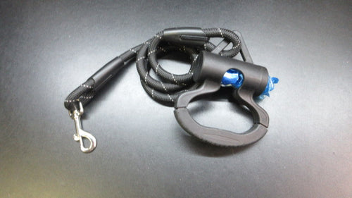 Used Dog Leash W/ Garbage Bag Holder - Black