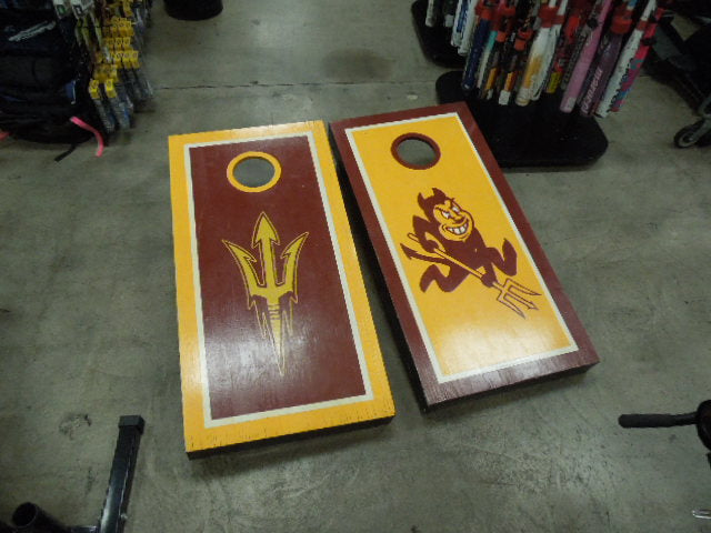Load image into Gallery viewer, Used Homemade Wood ASU Branded Corn Hole Board Set of Two 48x24"

