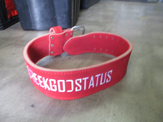 Load image into Gallery viewer, Used Greek God Status Red Leather Lifting Belt 40&quot; Length
